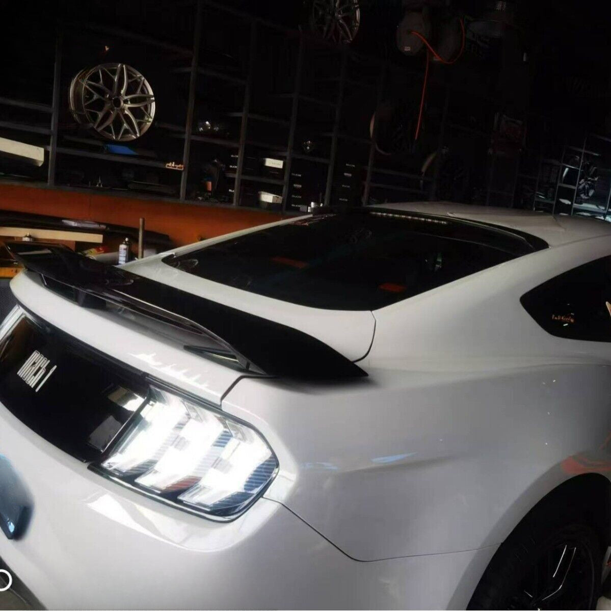 For 24 Ford Mustang GT Vertical Fixed Wind Wing ABS Bright Black Rear Spoiler