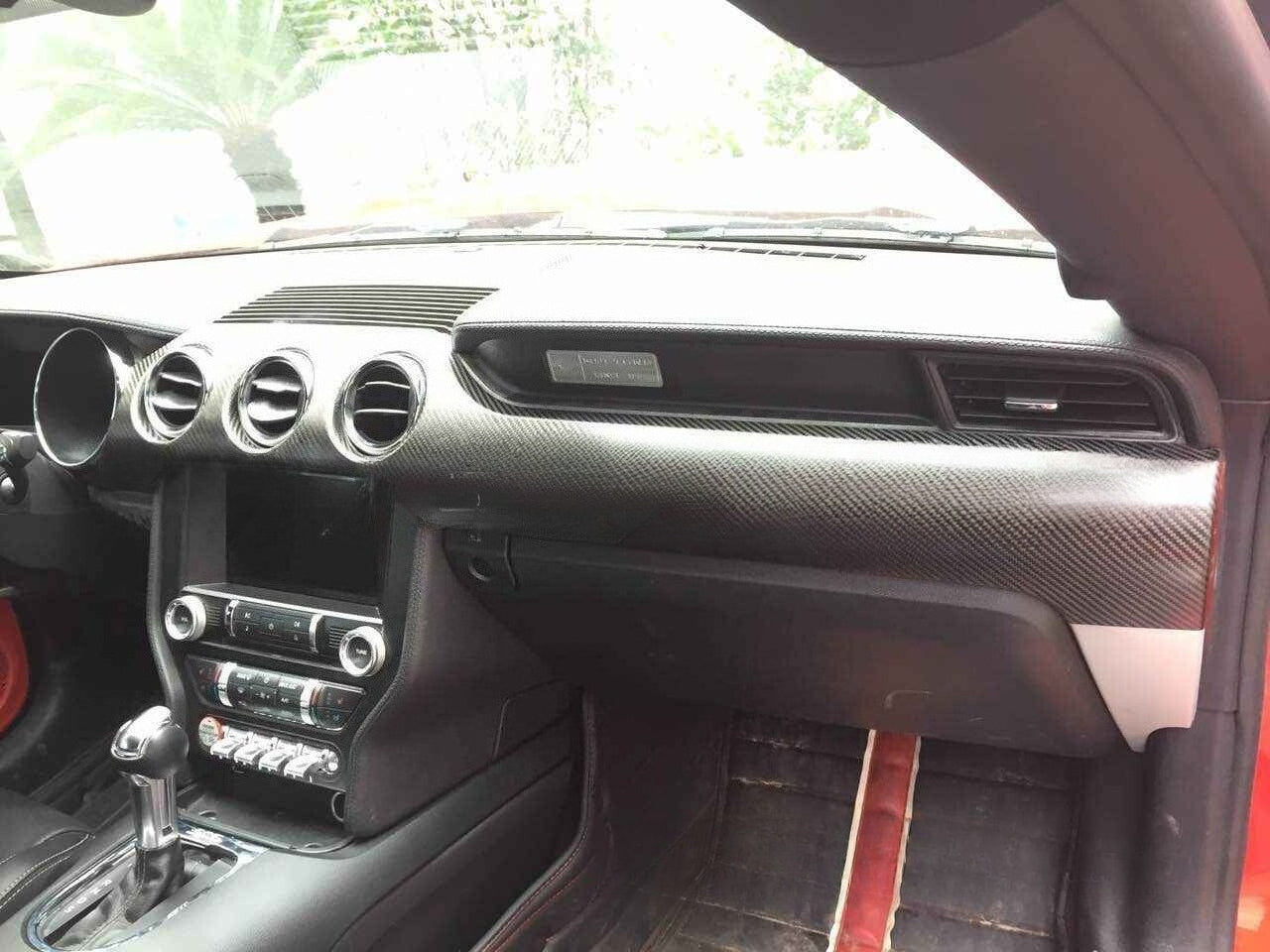 For The Mustang Modified True Carbon Fiber Central Control Instrument Panel Cover To Decorate The Interior