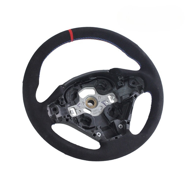 For BMW 3 Series F30 High-end Black Non-porous Leather Turning Fur Red Stitching Back To The Steering Wheel Modification