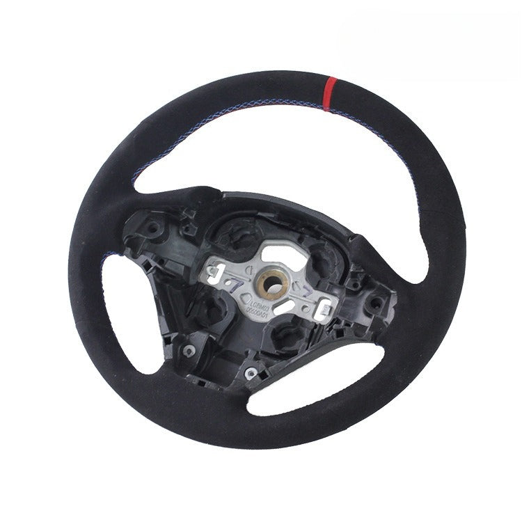 For BMW 3 Series F30 High-end Black Non-porous Leather Turning Fur Red Stitching Back To The Steering Wheel Modification