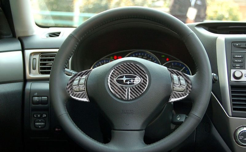 For 09-13 Subaru Forester Carbon Fiber Steering Wheel Decorative Sticker Interior Modification Accessories