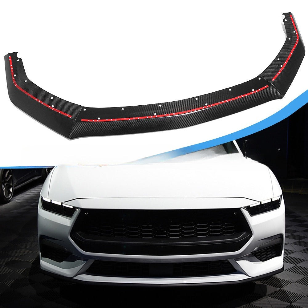 For 24 Black Horse Mustang GT S650 True Carbon Fiber Mustang Front Lip Front Shovel Three-stage Modification Accessories