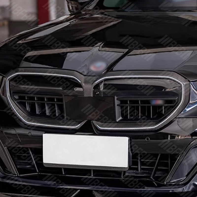 For BMW's New 5 Series G60 G68 Carbon Fiber Medium Mesh I5 Carbon Fiber Medium Mesh with Light Front Grille Modification