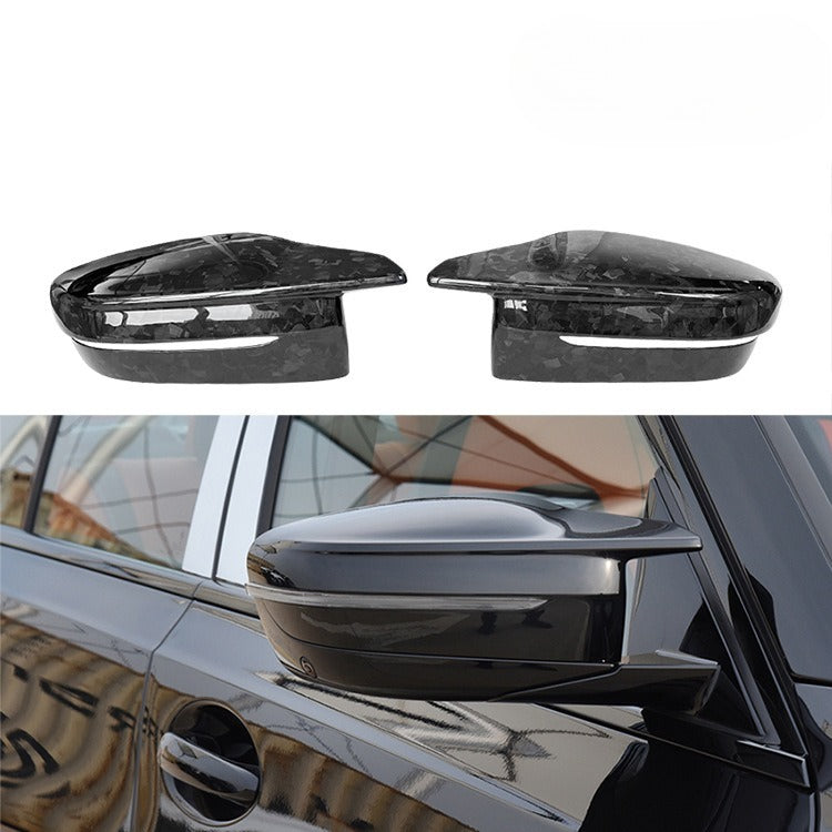 For BMW M3 G80 M4 G82 Marble Carbon Fiber Rearview Mirror Case, Left and Right Forged Rearview Mirror Cover