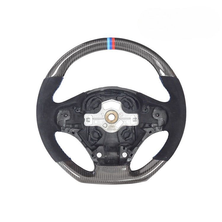 For BMW 3 Series F30 Low with Black Fur Three-color Stitching Sports Carbon Fiber Steering Wheel Modification
