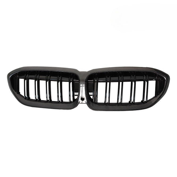 For BMW 3 Series G20 G28 Carbon Fiber Parallel Bar Bright Black Middle Mesh Carbon Fiber Front Air Intake Grille Double Kidney Middle Mesh