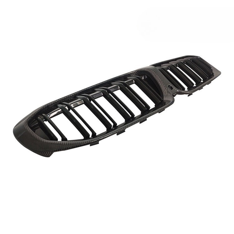 For BMW 3 Series G20 G28 Carbon Fiber Parallel Bar Bright Black Middle Mesh Carbon Fiber Front Air Intake Grille Double Kidney Middle Mesh