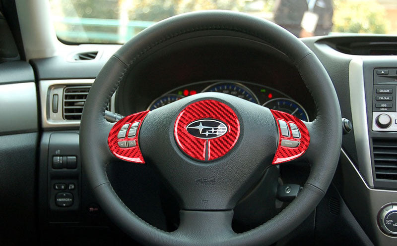 For 09-13 Subaru Forester Carbon Fiber Steering Wheel Decorative Sticker Interior Modification Accessories