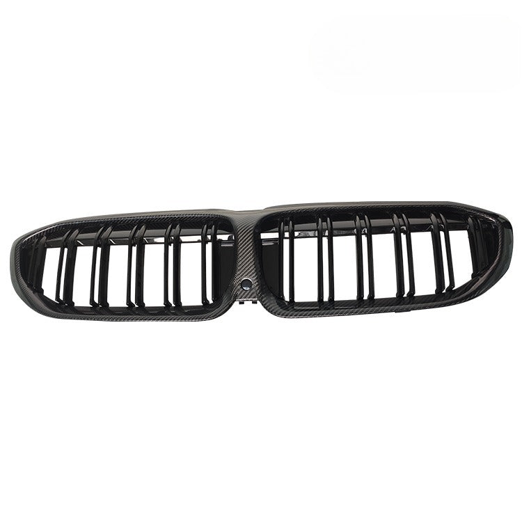 For BMW 3 Series G20 G28 Carbon Fiber Parallel Bar Bright Black Middle Mesh Carbon Fiber Front Air Intake Grille Double Kidney Middle Mesh