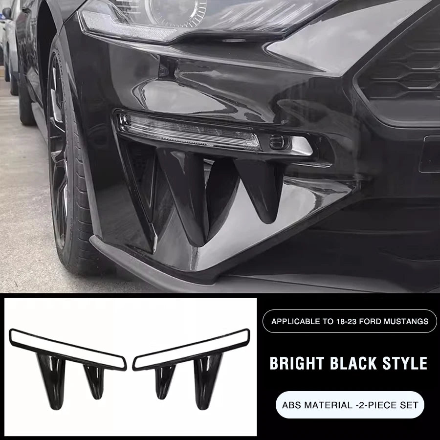 Front Bumper Winglets for Ford Mustang 2018-2023 Fog Lamp Decoration Canard Wing ABS Material Car Exterior Accessories Body Kit