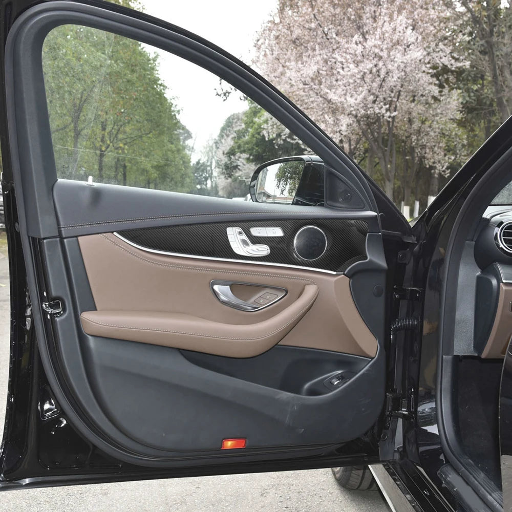 For Benz E-Class W213 Dry Carbon Fiber Inner Door 16-2021 Strip Panel Decor Trim