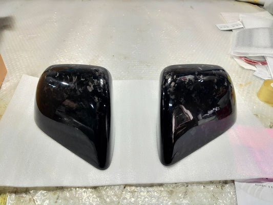 For Tesla Model Y Marble Rearview Mirror Cover, Forged Ragged Rearview Mirror Case, Dry Carbon Mirror Cover