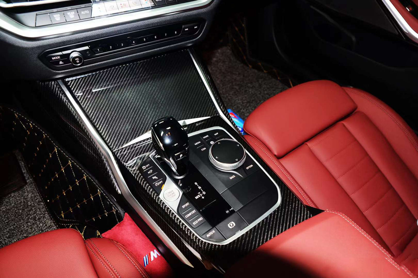 For BMW's New 3 Series G20 Carbon Fiber Interior G28 Dry Carbon Fiber Gear Frame Panel, Storage Box Protection