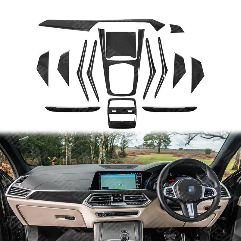 For 18-22 BMW X5 G05 Right Rudder Carbon Fiber Interior, Right Titanium Carbon Fiber Instrument Panel Door Central Control