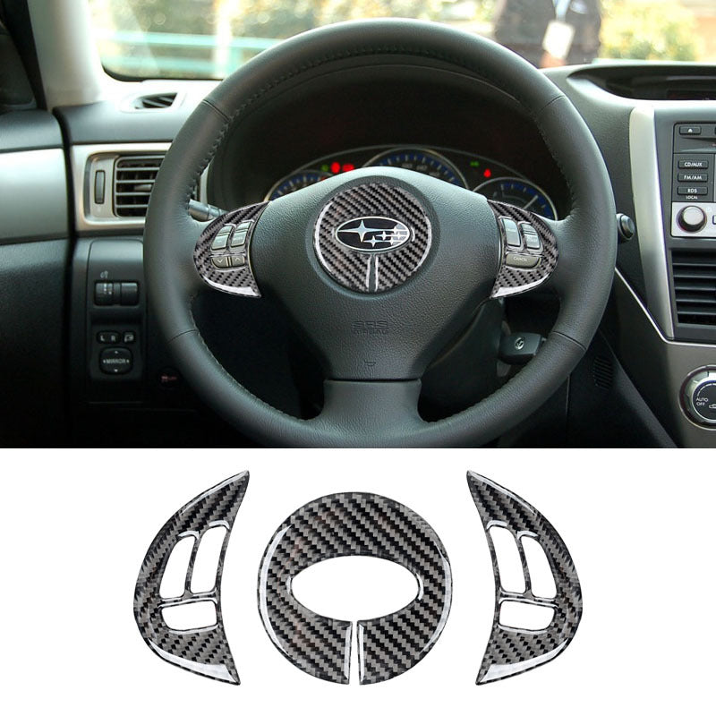 For 09-13 Subaru Forester Carbon Fiber Steering Wheel Decorative Sticker Interior Modification Accessories