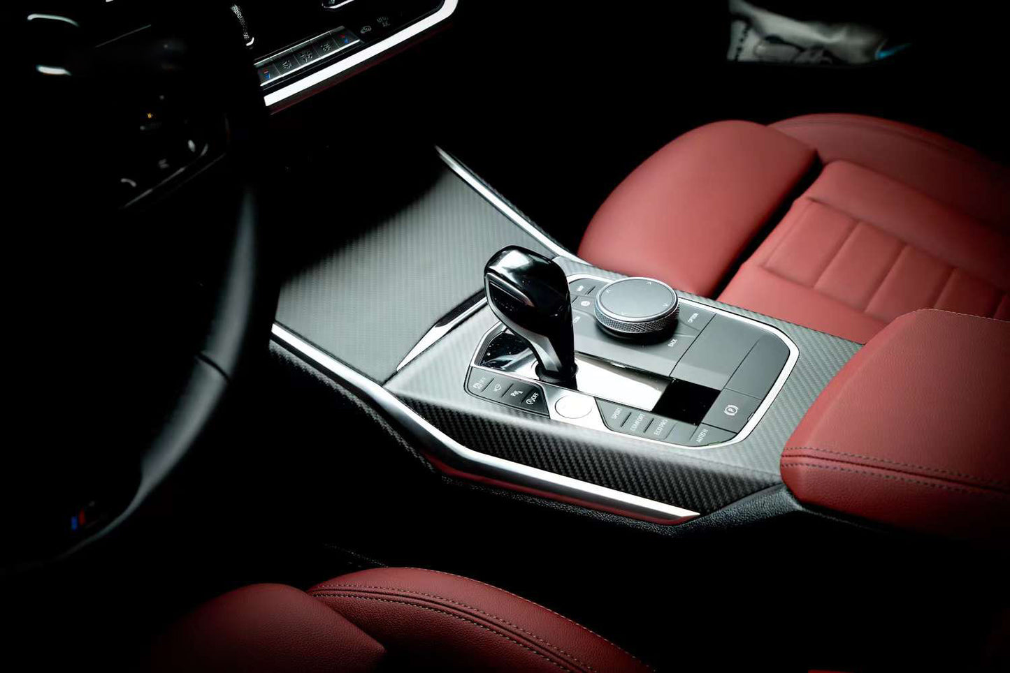 For BMW's New 3 Series G20 Carbon Fiber Interior G28 Dry Carbon Fiber Gear Frame Panel, Storage Box Protection