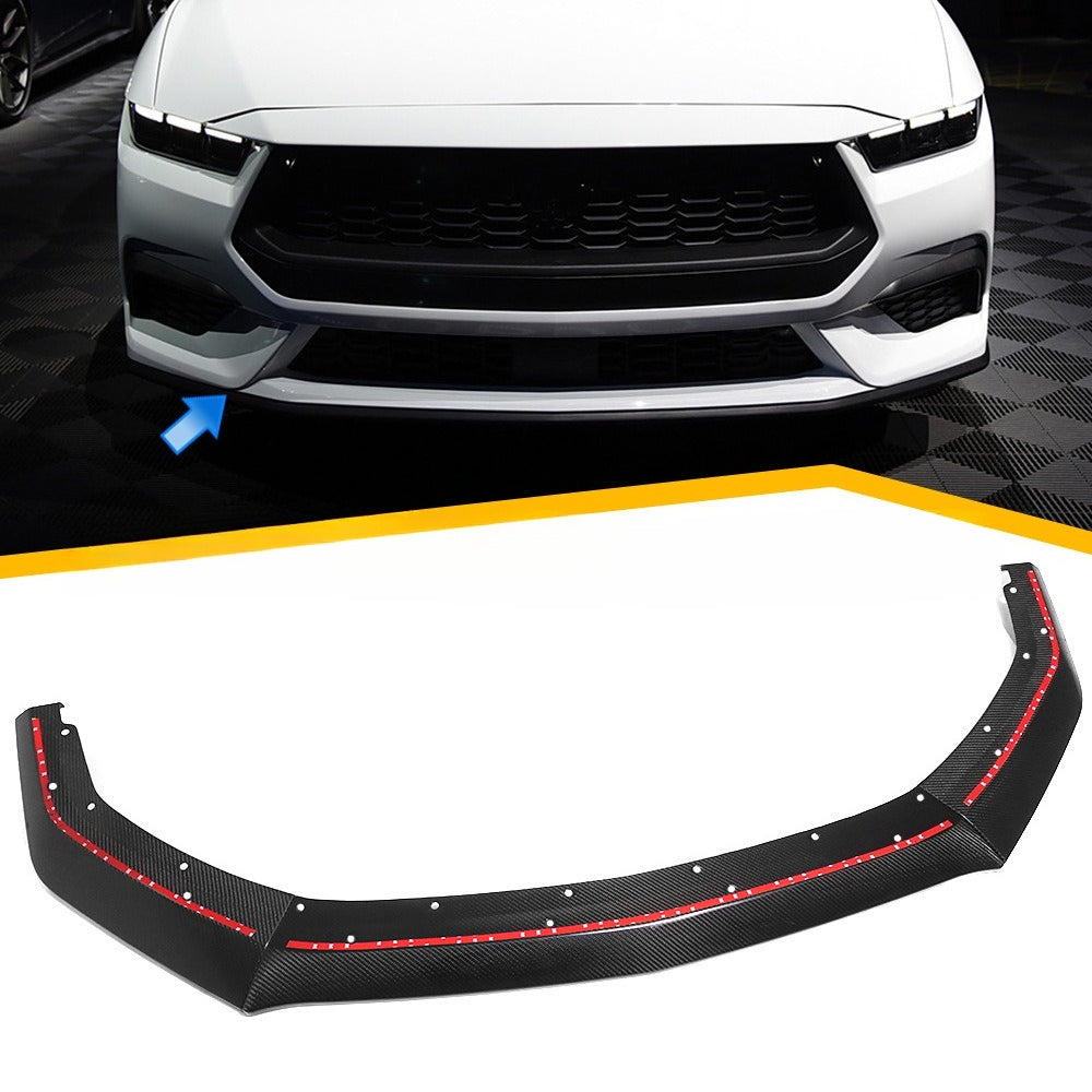 For 24 Black Horse Mustang GT S650 True Carbon Fiber Mustang Front Lip Front Shovel Three-stage Modification Accessories
