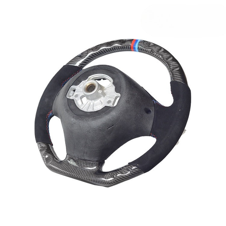 For BMW 3 Series F30 Low with Black Fur Three-color Stitching Sports Carbon Fiber Steering Wheel Modification