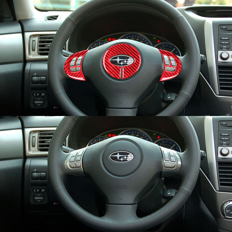 For 09-13 Subaru Forester Carbon Fiber Steering Wheel Decorative Sticker Interior Modification Accessories
