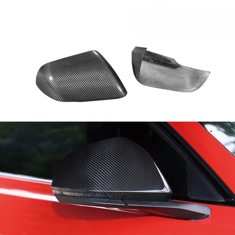 For 14-21 Ford Mustang Carbon Fiber Rearview Mirror Cover, US Standard Version with Light Position Rearview Mirror Case Reversing Cover