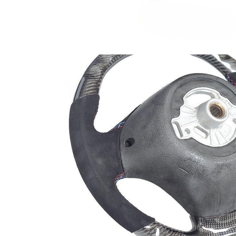 For BMW 3 Series F30 Low with Black Fur Three-color Stitching Sports Carbon Fiber Steering Wheel Modification