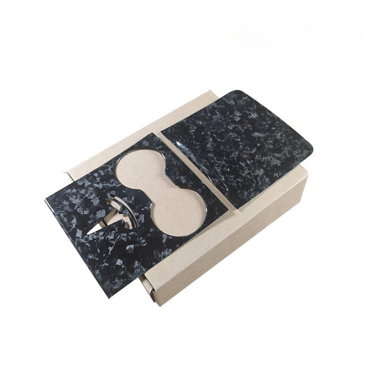 For New Tesla Model Y 3 Marble Forged Central Control Panel Shell, Water Cup Seat Cover, Storage Box Cover