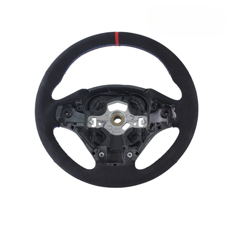 For BMW 3 Series F30 High-end Black Non-porous Leather Turning Fur Red Stitching Back To The Steering Wheel Modification