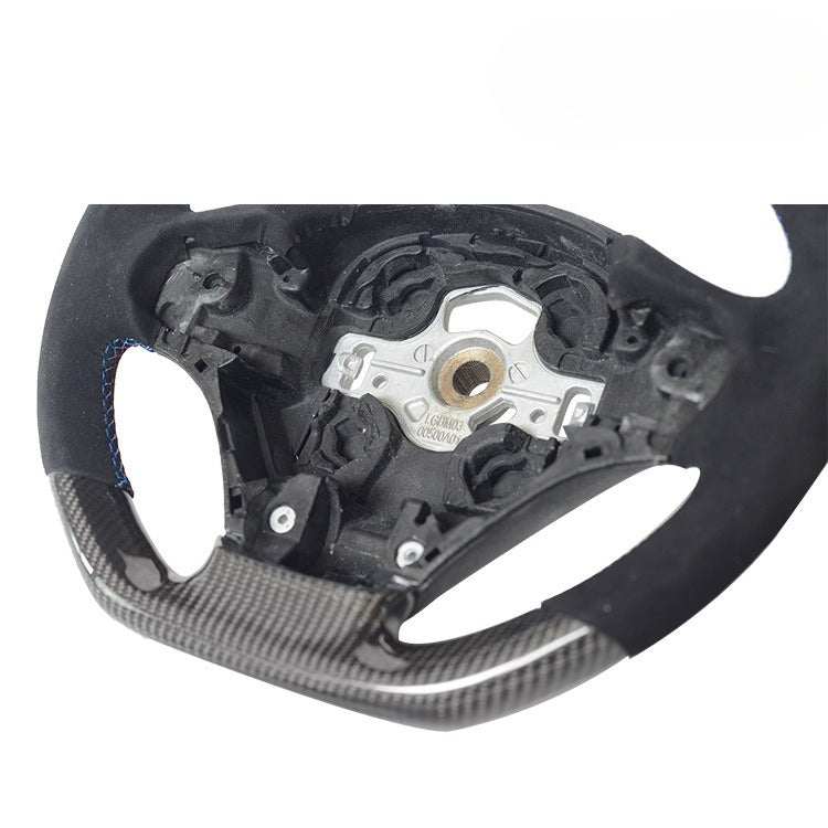 For BMW 3 Series F30 Low with Black Fur Three-color Stitching Sports Carbon Fiber Steering Wheel Modification