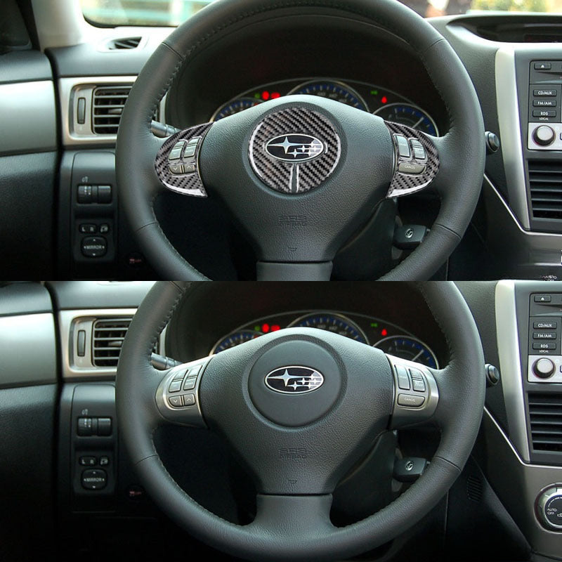 For 09-13 Subaru Forester Carbon Fiber Steering Wheel Decorative Sticker Interior Modification Accessories