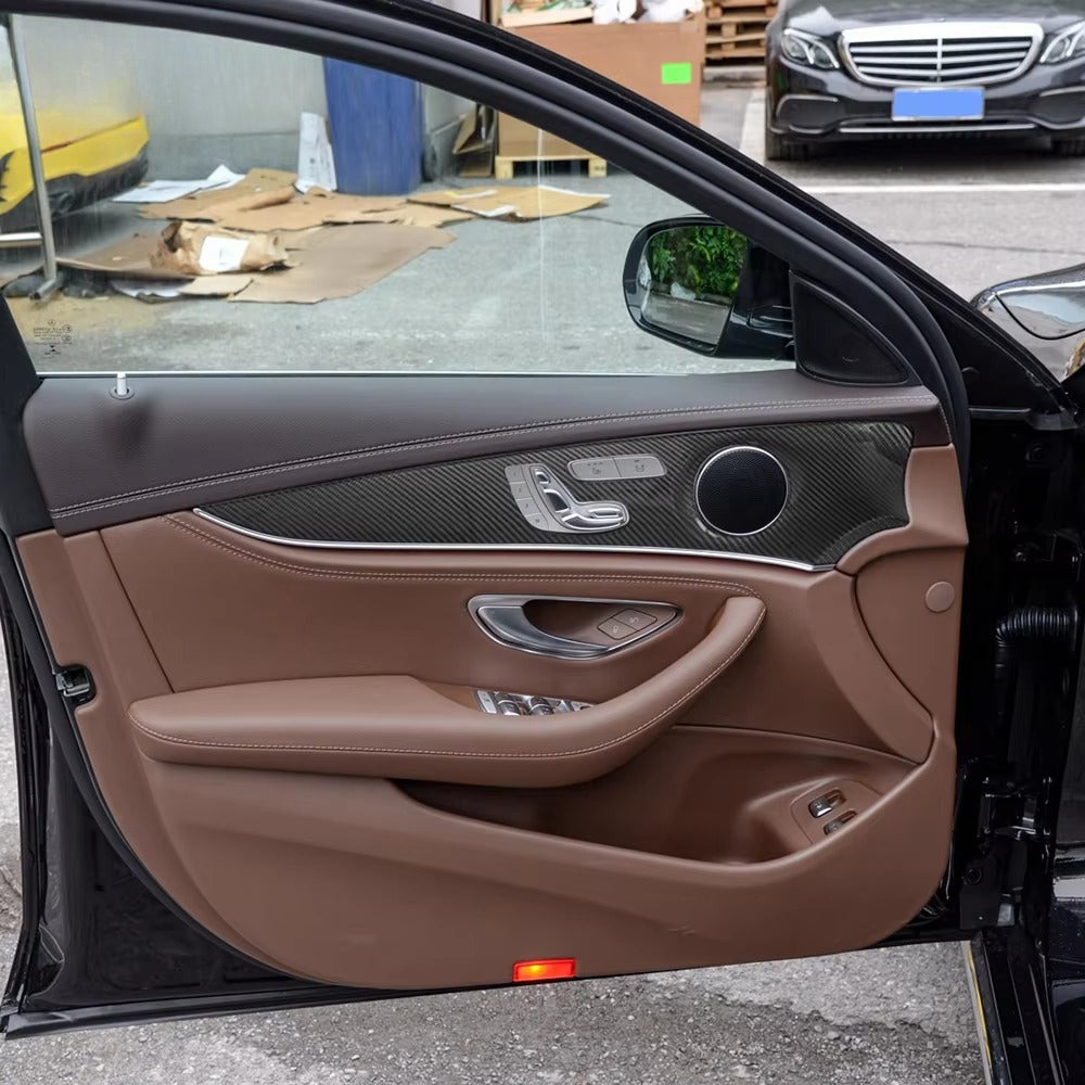 For Benz E-Class W213 Dry Carbon Fiber Inner Door 16-2021 Strip Panel Decor Trim