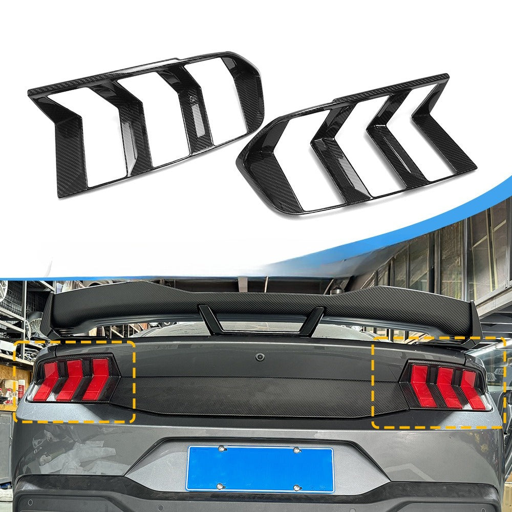 For 24 Mustang S650 GT Black Horse True Carbon Fiber Mustang Steering Taillight Frame Decoration