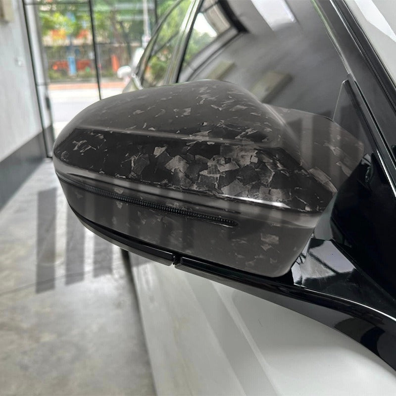 For 24-26 BMW 5 Series G60 G68 Dry Carbon Forged Horn Rearview Mirror Cover, Change To M Rearview Mirror Case